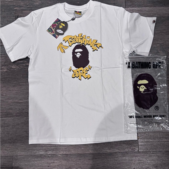 Bape White and Yellow Graphic Tee - Picture 1 of 2